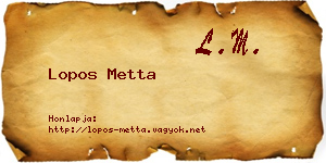 Lopos Metta névjegykártya